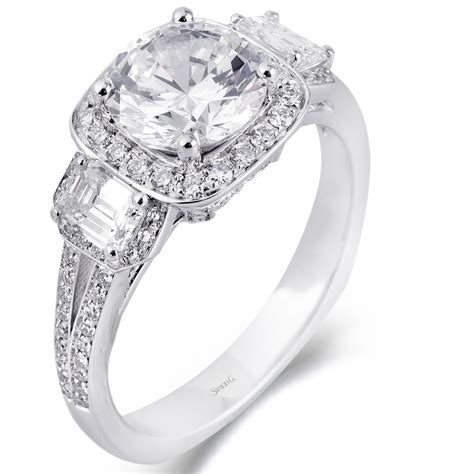 Simon g diamond hoop earrings in 18k white gold.97tw le4547. Simon G Three Stone 18K - White Gold Diamond Engagement Ring. Designer Engagement Rings & Fine ...