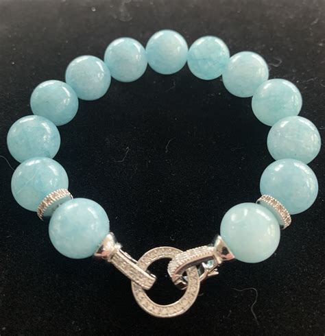 Genuine Aquamarine Gemstone Bracelet Aquamarine Bracelet For Etsy