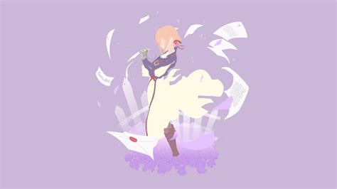 Download Wallpaper 1920x1080 Minimal Violet Evergarden Anime Full Hd