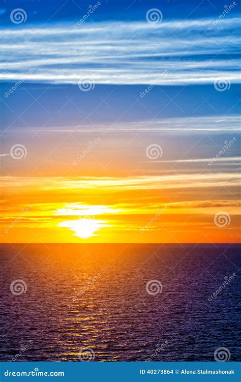 Colorful Sunset Over Sea Water Stock Photo Image Of Cloudscape