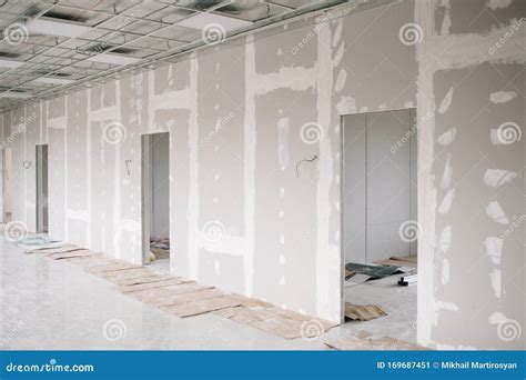 Drywall Wall Home Interior Decoration At Construction Site With Copy