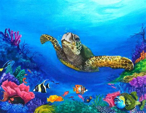 See The Sea Turtle Underwater Painting Sea Turtle Painting Sea Turtle Art