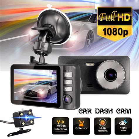 New Hd 1080p Car Dashboard Dvr Video Recorder Dash Cam Dual Lens Fd