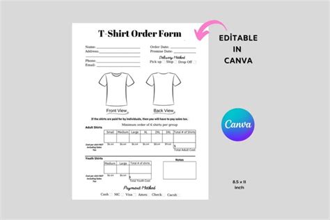Shirt Order Form T Shirt Order Form Template Edit In Canva