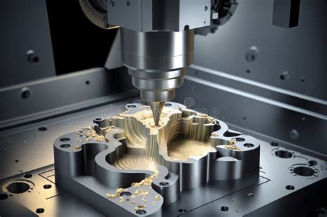 Precision In Action Illustration Of A Modern Cnc Milling Machine Stock