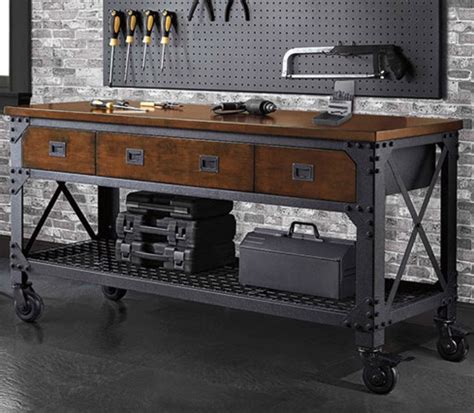See more ideas about workbench, rolling workbench, woodworking. This sturdy, industrial-style inspired rolling workbench ...
