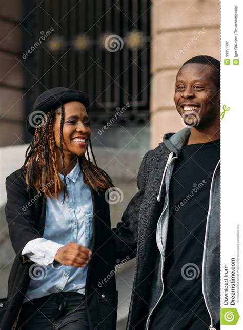 Joyful Young Couple Happy African American Stock Photo