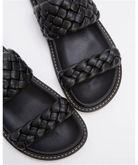 Black Braided Straps Flat Sandals
