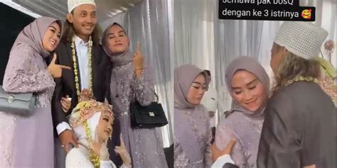 Viral Pria Foto Bareng 3 Istri Saat Menikah Ekspresi Para Wanita Curi