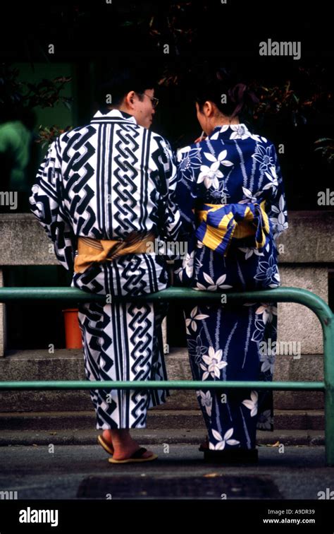 A Couple Wearing Yukata Japan Stock Photo Alamy