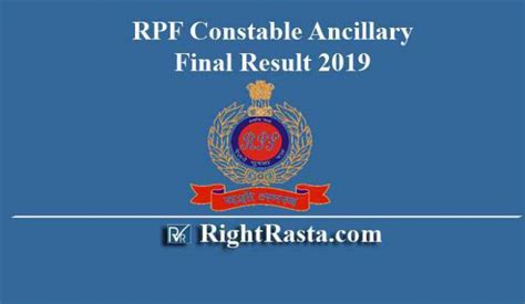 Rpf Constable Ancillary Final Result 2019 Check Final Merit List Group E