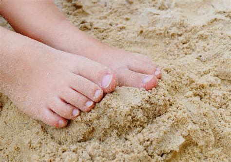 Small Child Feet In Beach Sand Stock Photo Image Of Shore Closeup