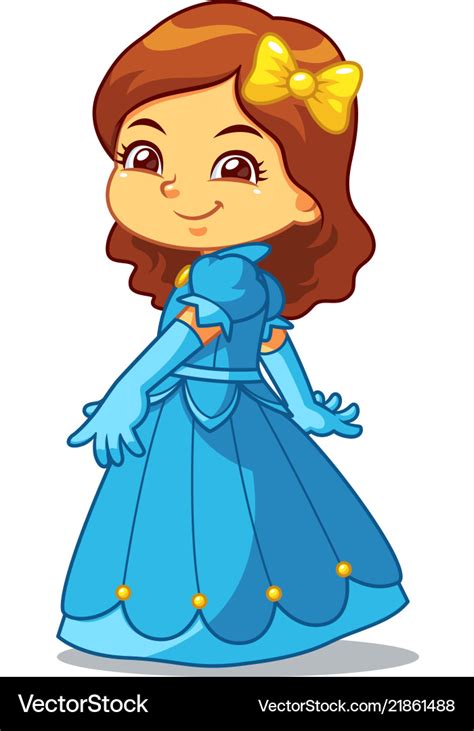 Girl Dressed As Princess In Blue Dress Royalty Free Vector