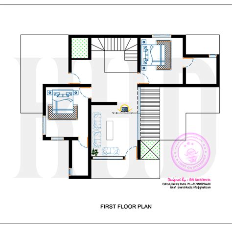 Contemporary House With Floor Plan By Bn Architects Kerala Home