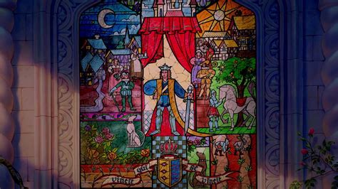 Beauty and the beast rose in glass dome enchanted blue forever unique gift. Beauty and the Beast stained glass | Disney Goodness ...