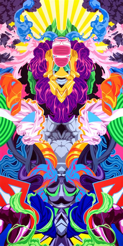 Download 1080x2160 Wallpaper Colorful Motley Psychedelic Animals Art Honor 7x Honor 9 Lite