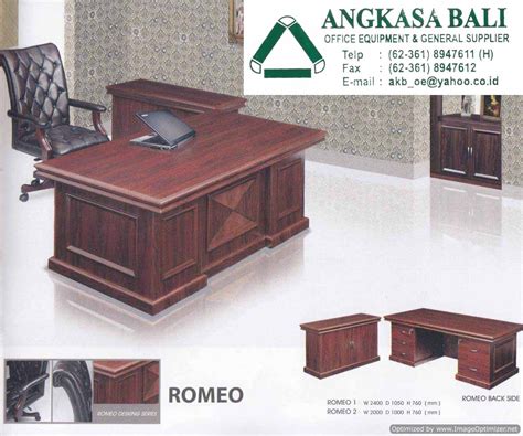 Berbagai pilihan meja dan kursi kantor tersedia di jualo.com, mulai dari kursi kantor chairman hingga hursi kantor minimalis semua tersedia. Angkasa Bali Furniture Distributor Kursi Meja Kantor Bali