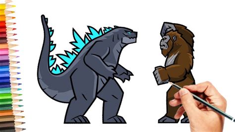 Drawing King Kong Vs Godzilla Very Easy How To Draw Godzilla How To
