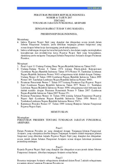 Peraturan Presiden Republik Indonesia Nomor Tahun Tentang