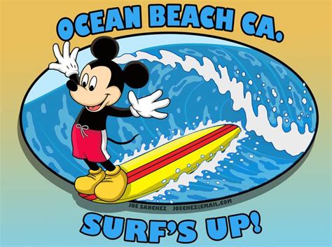Mickey Mouse Ocean Beach Surfs Up