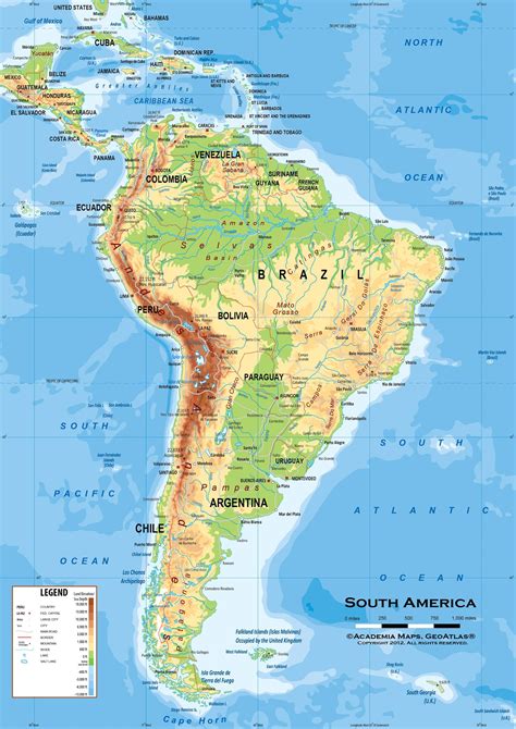 Map Of Latin America South America Physical And Political South