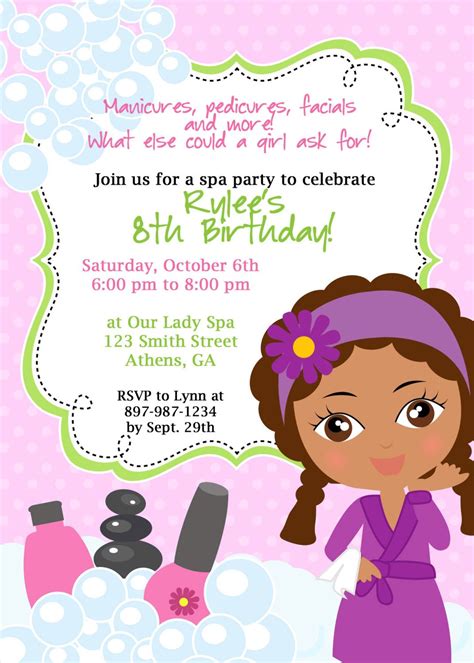 Spa Birthday Party Invitation Instant Download Edit In Corjl Etsy