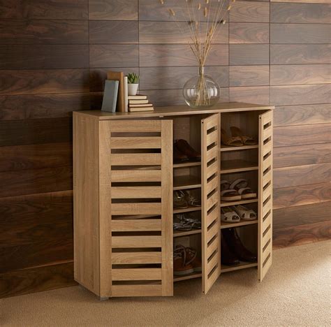 Kitchen cupboard door handles show up the fact. Oslo 3 Door Oak Wooden Shoe Storage Cabinet Rack Stand ...