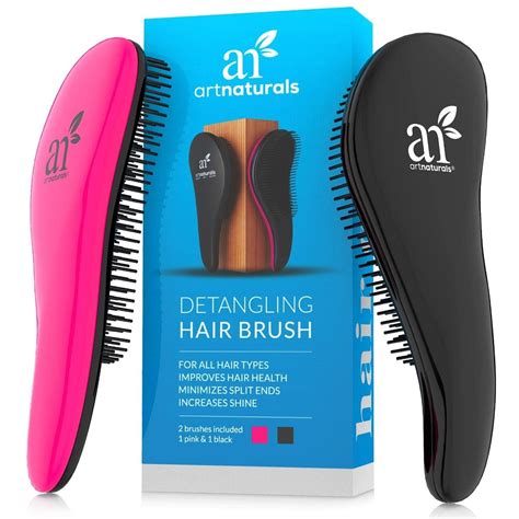 Artnaturals Detangling Hair Brush Set 2 Piece T Set Pink And Black