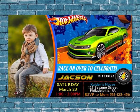 Birthday Invitation For Kid Hot Wheels Birthday Party Etsy