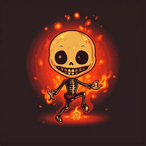 Premium Ai Image Cartoon Skeleton Running With Glowing Eyes And A