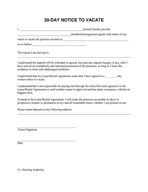 30 Day Eviction Notice Template