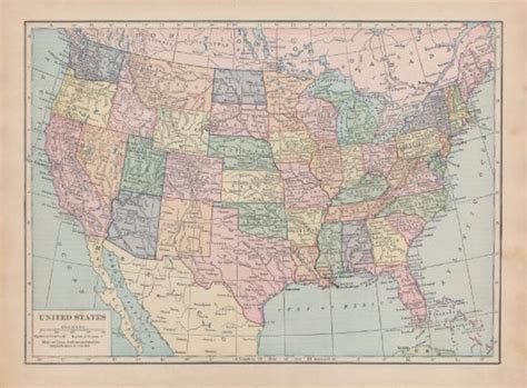 Map of The United States of America Print the 48 contiguous | Etsy