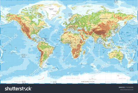 Mapa Mundial Topografía Física Vector De Stock Libre De Regalías