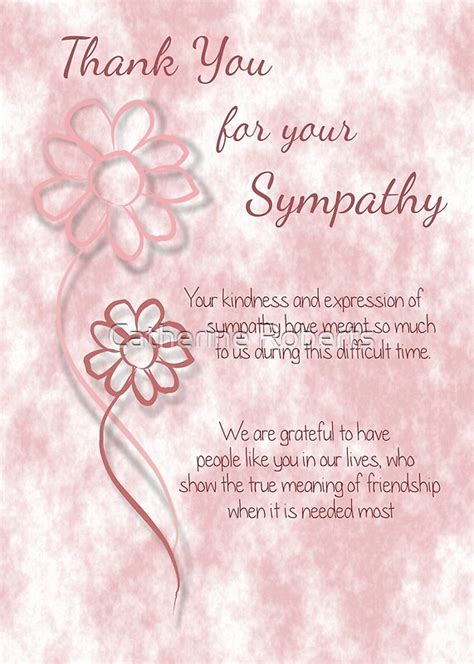 Thank You For Your Sympathy Pink Sketched Flowers With