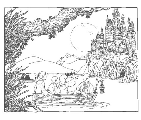 Hogwarts Potter Harry Coloring Castle Pages Coloriage Drawing Printable