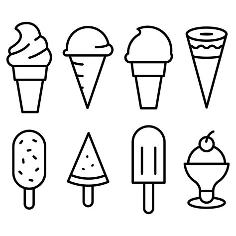 Ice Cream Icons Vector Illustration Eps Vector Art At Vecteezy