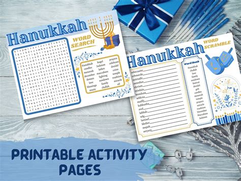 Hanukkah Activity Pages Printable Chanukah Word Search Pages Etsy