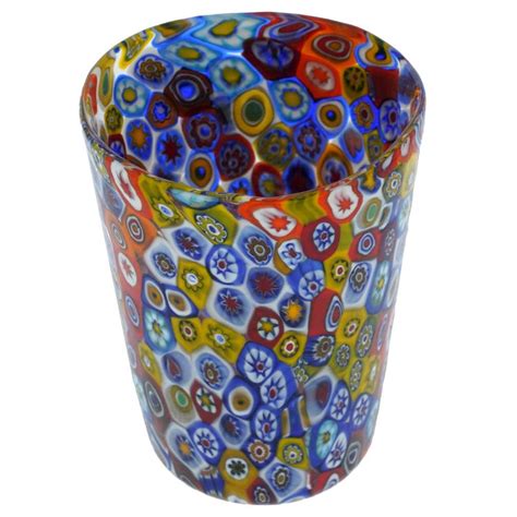 Murano Glass Drinking Glasses Murano Glass Tumbler Multicolor Millefiori Glass Drinking