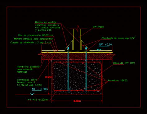 Detail Of Metal Cimentacion Column Dwg Detail For Autocad Designs Cad
