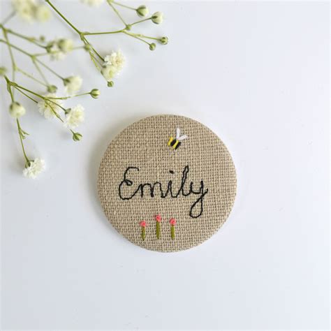Personalised Embroidered Name Pin Badge Personalized Ts Embroidered