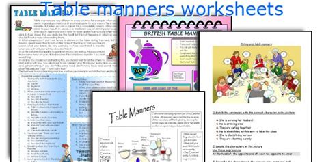 Table Manners Reading Comprehension Worksheet By Teac