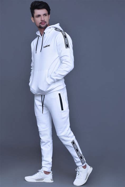 Fashioni White Tracksuit Tracksuit Mens Casual Outfits