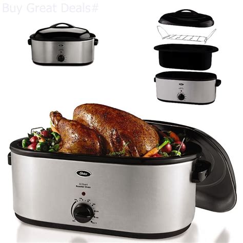 Oster Electric Thanksgiving Turkey Roaster Oven 22 Qt Self Basting Lid