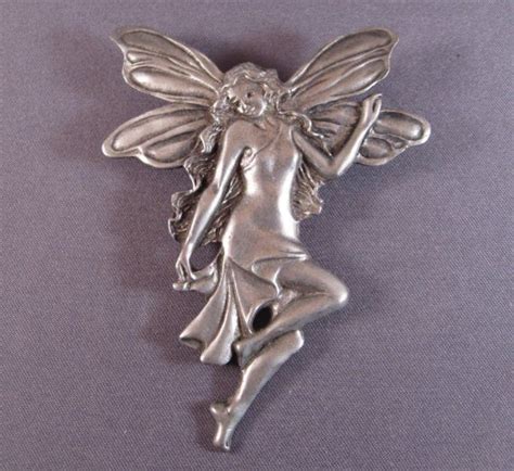 Sale Fairy Pin Large Vintage Fairy Pin Pewter Signed Coat Etsy