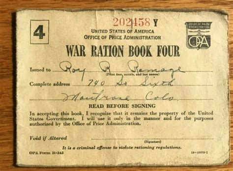 Vintage Wwii War Ration Book Four With Stamps Colorado 500 Picclick