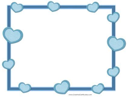 Heart Border With A Blue Stripe And Blue Hearts Versos Certificados