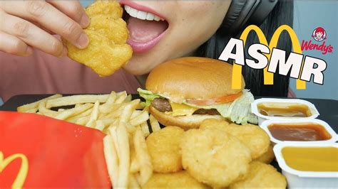 ASMR McDonalds CHICKEN NUGGETS Wendy S Burger EATING SOUNDS NO TALKING SAS ASMR YouTube