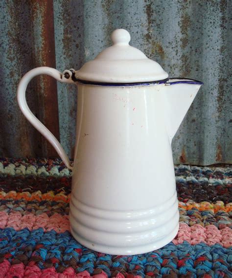 Vintage Enamel Coffee Pot Camp Coffee Pot Metal