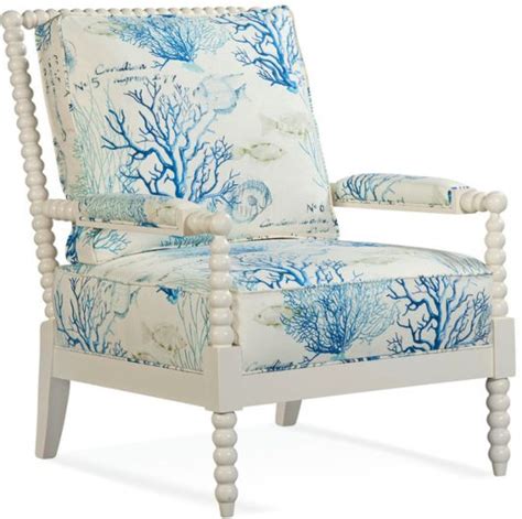 Coastal Upholstered Chairs In Beachy And Nautical Fabrics Upholstered