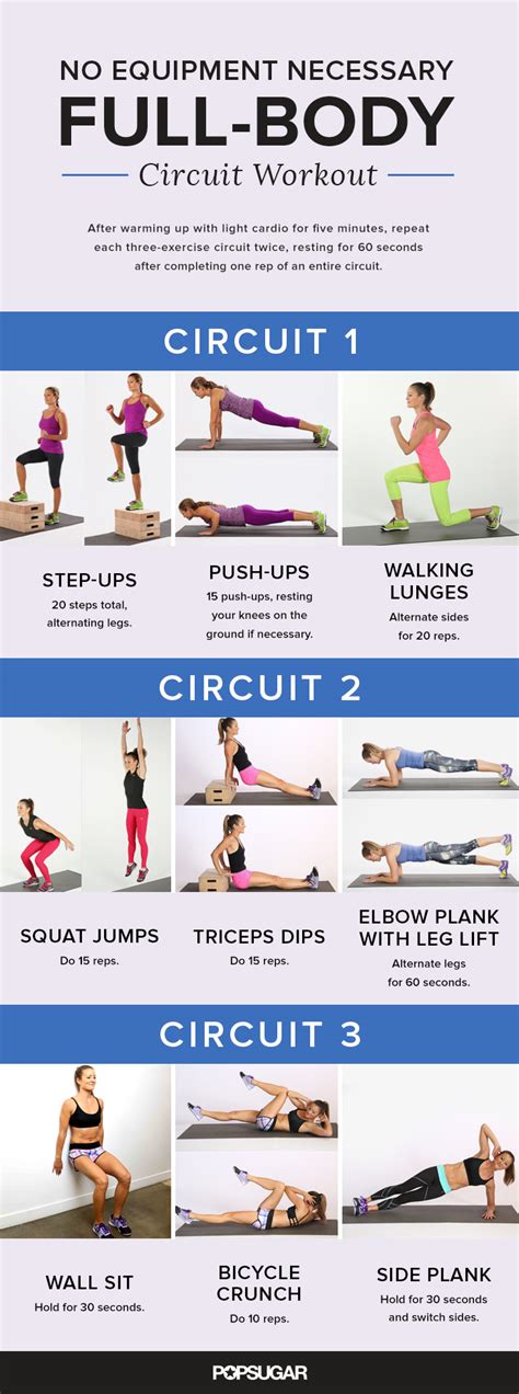 Printable Total Body No Equipment Workout Popsugar Fitness